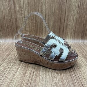 Sam Edelman Regis Sandals Light Gold Leather Wedge Platform Women’s Size 6.5 M